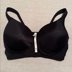 Rhonda Shear Wireless Bra Womens XL Black Lace back padded Stretch Pop over